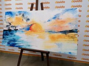 Obraz akvarelové moře a zapadající slunce - 100x50 cm