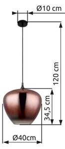 GLOBO 15548H2G MAXY závěsné svítidlo D400mm 1xE27 černá, měděná