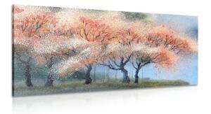 Obraz akvarelové kvetoucí stromy - 100x50 cm