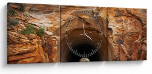 Obraz - tunel ve skále (s hodinami) (90x30 cm)