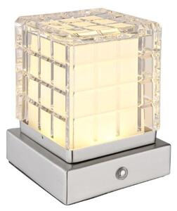 GLOBO 21009W LUNKI dotyková stolní lampička LED V100mm 2,5W/206lm 2700+6500+4000K matný nikl, průhledná, včetně baterie CR18650 1800mAh 3,7V, USB-A 2.0 - USB-C