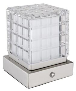 GLOBO 21009W LUNKI dotyková stolní lampička LED V100mm 2,5W/206lm 2700+6500+4000K matný nikl, průhledná, včetně baterie CR18650 1800mAh 3,7V, USB-A 2.0 - USB-C