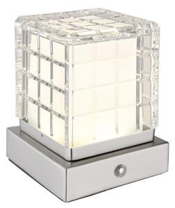 GLOBO 21009W LUNKI dotyková stolní lampička LED V100mm 2,5W/206lm 2700+6500+4000K matný nikl, průhledná, včetně baterie CR18650 1800mAh 3,7V, USB-A 2.0 - USB-C