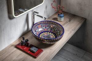 Sapho PRIORI keramické umyvadlo na desku, Ø 41 cm, fialová s ornamenty