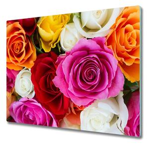 Skleněná krájecí deska Barevné růže 60x52 cm