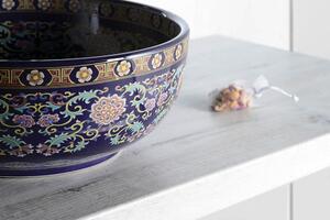 Sapho, PRIORI keramické umyvadlo, průměr 41 cm, 15 cm, fialová s ornamenty, PI022