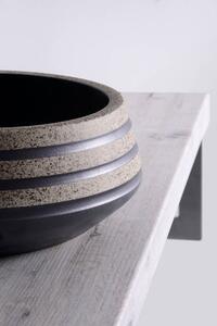 Sapho, PRIORI keramické umyvadlo, průměr 41cm, 15cm, černá/kámen, PI021