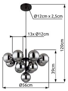 GLOBO 56143-13 GRAPPY závěsné svítidlo D560mm 13xG9 černá matná, kouřová