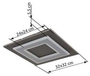 GLOBO 48033-24 JAYDEN stropní svítidlo LED 320x320mm 24W/680lm 3000K antracit, šedá, bílá