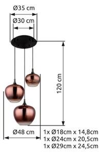 GLOBO 15548-3HG MAXY závěsné svítidlo D480mm 3xE27 černá, měděná