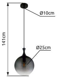 GLOBO 15885H DALTON závěsné svítidlo D250mm 1xE27 černá, kouřová