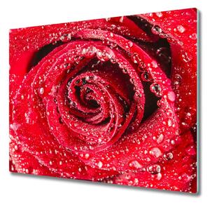 Skleněná krájecí deska Vodní kapky na růži 60x52 cm
