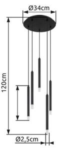GLOBO 15629-5 BLAKE závěsné svítidlo D340mm 5xG9 černá, průhledná