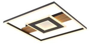 GLOBO 67324-24 PIKARA stropní svítidlo LED 378x378mm 24W/800lm 3000K imitace dřeva, černá, bílá
