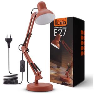 Červená stolní lampa E27, nastavitelná, IP20
