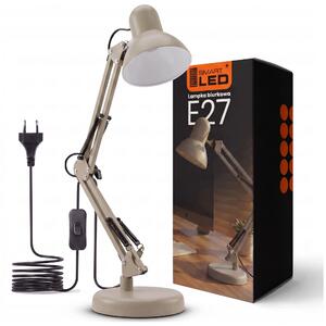 Béžová stolní lampa E27, nastavitelná, s klipsem, IP20