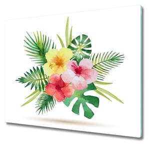 Skleněná krájecí deska Havajské květiny 60x52 cm
