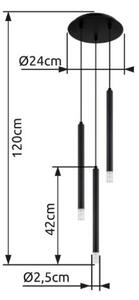 GLOBO 15629-3 BLAKE závěsné svítidlo D240mm 3xG9 černá, průhledná
