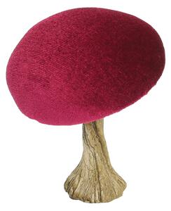 Dekorace Velvet Mushroom 10 cm ruby