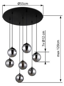 GLOBO 56133-7H RIHA závěsné svítidlo D550mm 7xG9 LED 3,5W/130lm 3000K černá matná, kouřová