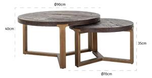 Set dvou hnědých jilmových konferenčních stolků Richmond Cromford 90/70 cm
