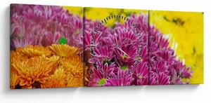 Obraz růžové květiny (s hodinami) (90x30 cm)