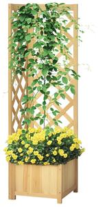 Outsunny smrkový truhlík se mříží — rohový vyvýšený truhlík pro popínavé rostliny, balkon a terasa, 39,9 × 39,9 × 145,0 cm, přírodní | Aosom