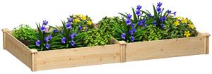 Outsunny dřevěný vyvýšený záhon – dělený květináč s otevřeným dnem, lze natřít, 235 × 121 × 26 cm | Aosom