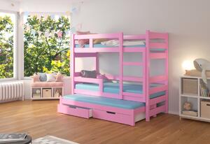 Dětská patrová postel KARLO, 180x75, růžová