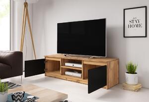 TV stolek BASTE, 120x35,5x38, dub wotan/černá + LED
