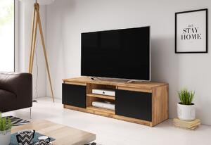 TV stolek DINGO, 120x35,5x38, dub wotan/černá + LED