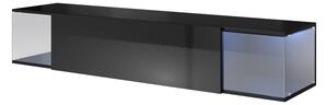 TV stolek AIROS, 160x30x38, černá/černá lesk
