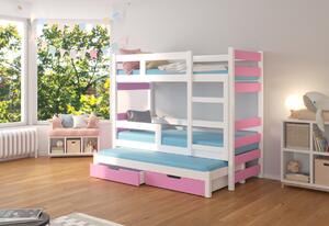 Dětská patrová postel KARLO, 180x75, růžová