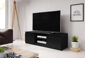 TV stolek DINGO, 120x35,5x38, dub wotan/černá + LED