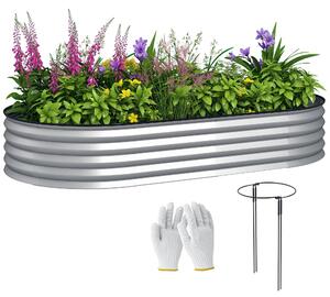 Outsunny pozinkovaný vyvýšený záhon s gumovou hranou a otevřeným dnem — 181 x 93 x 30 cm, stříbrný | Aosom