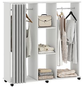 HOMCOM pojízdná šatní skříň s dvojitou tyčí, 6 koleček, bílá — 120 × 40 × 128 cm | Aosom