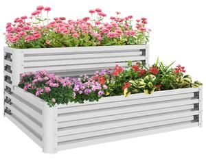 Outsunny dvoupatrový pozinkovaný vyvýšený záhon — otevřené dno pro zeleninu, bylinky a květiny, 120 x 101 x 58 cm, stříbrný | Aosom
