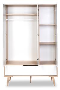 Dětská šatní skříň MACEK,117x180x50,bílá/buk