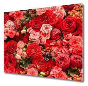 Skleněné deska do kuchyně Červené květy 60x52 cm