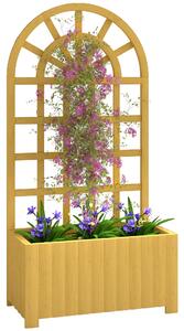 Outsunny dřevěný truhlík s mříží — velký vyvýšený venkovní truhlík pro popínavé rostliny s odtokovými otvory, 60 × 30 × 120 cm, přírodní | Aosom