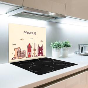 Skleněné deska do kuchyně Pražské budovy 60x52 cm