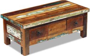 Konferenční stolek zásuvky masivní recyklované dřevo 90x45x35cm 243321