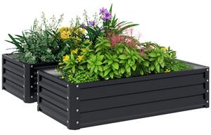 Outsunny sada 2 pozinkovaných vyvýšených záhonů, 120 × 60 × 30,5 cm – šedé | Aosom