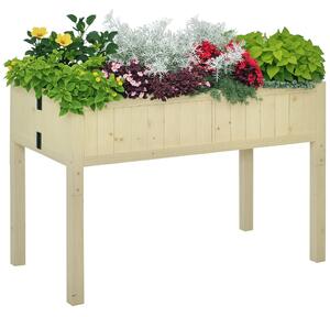 Outsunny skládací vyvýšený truhlík ze smrkového dřeva, 115 × 56 × 76 cm, přírodní povrch, 4 odtokové otvory | Aosom