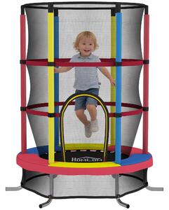 HOMCOM dětská trampolína 160 cm (mini) pro děti 3–6 let s 360° ochrannou sítí, L‑tvarové nohy, nosnost 45 kg, do interiéru i exteriéru | Aosom