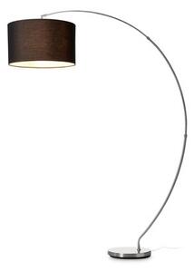 Stojací oblouková lampa s textilním stínítkem, černá