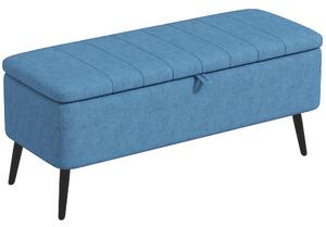 HOMCOM úložná lavice 102×40×44 cm, polstrování v lněném vzhledu — tmavě modrá | Aosom