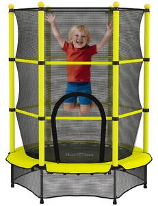 HOMCOM dětská trampolína 140 cm — ochranná síť a ocelový rám, nosnost 50 kg, do interiéru i exteriéru, žlutá | Aosom