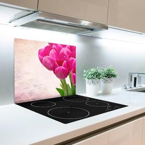 Skleněné deska do kuchyně Růžové tulipány 60x52 cm