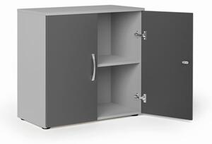 Kancelářská skříň s dveřmi KOMBI, 1 police, 761x800x400 mm, šedá / grafit